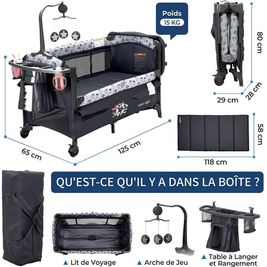 Lit Parapluie Evolutif 3 en 1