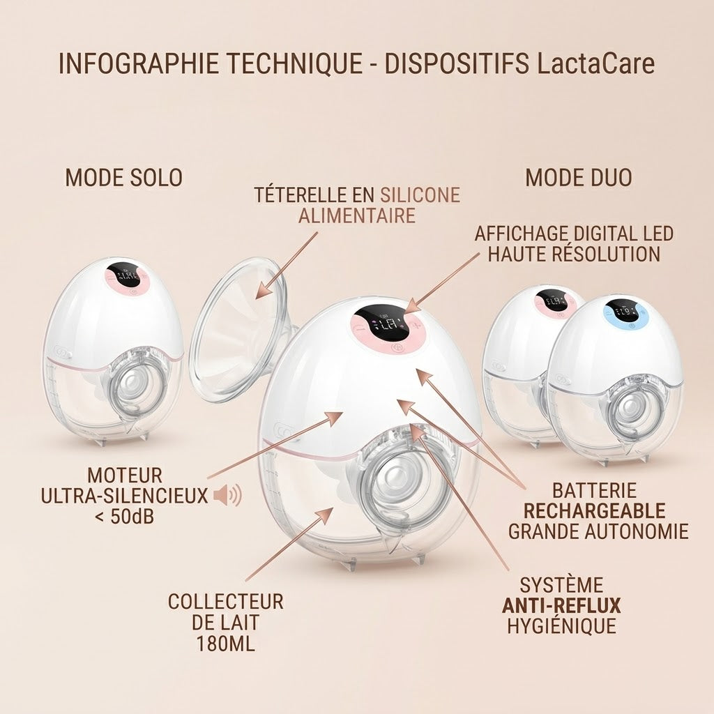 Tire-Lait Électrique Portable Mains Libres | Tire-Lait Discret
