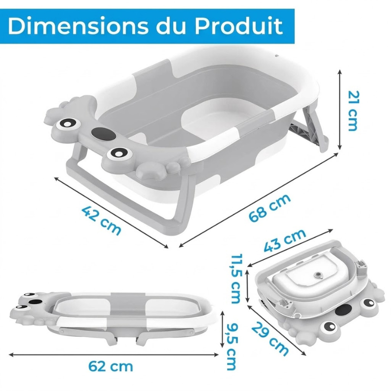 Baignoire Pliable Bébé avec Tapis Antidérapant