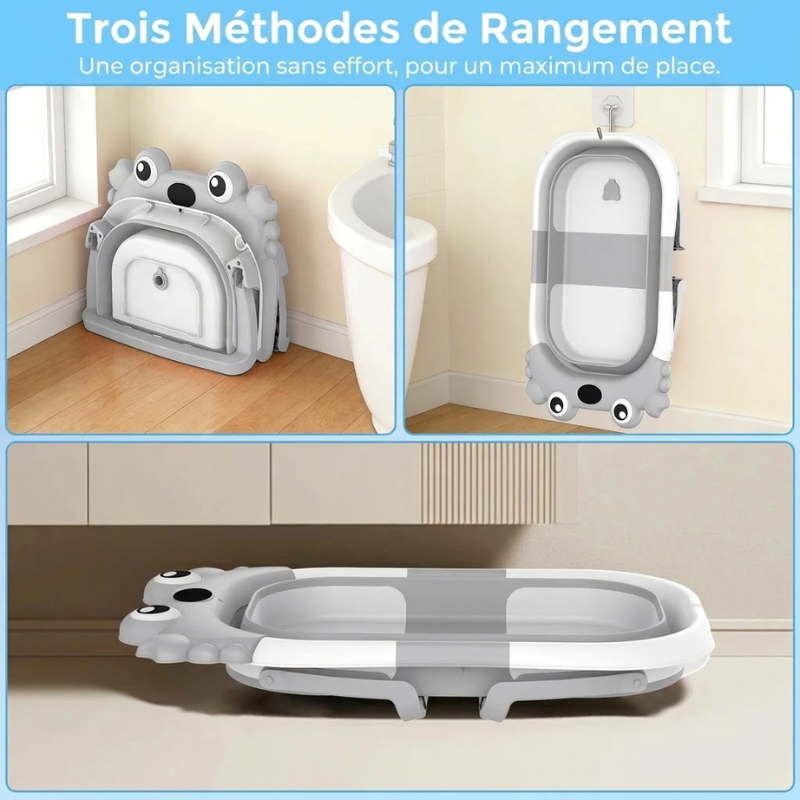 Baignoire Pliable Bébé avec Tapis Antidérapant